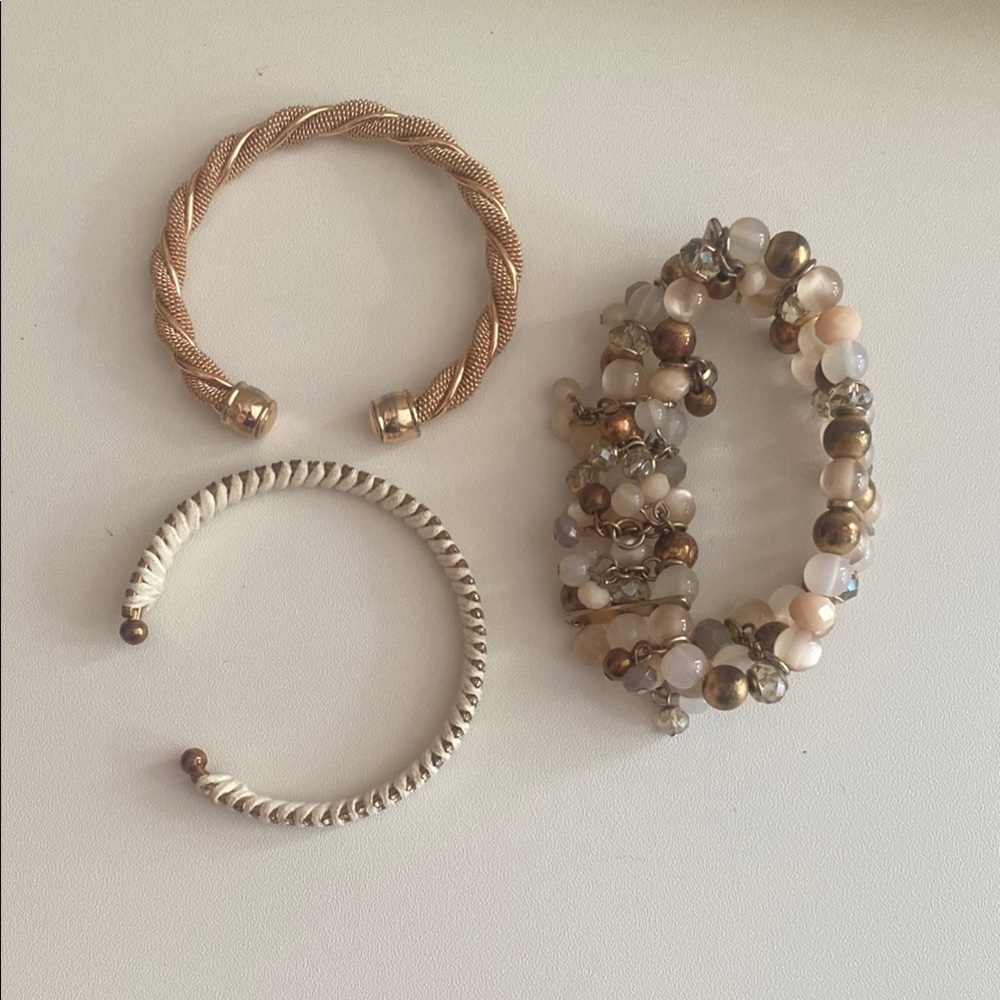 Gold and Cream Bracelet set